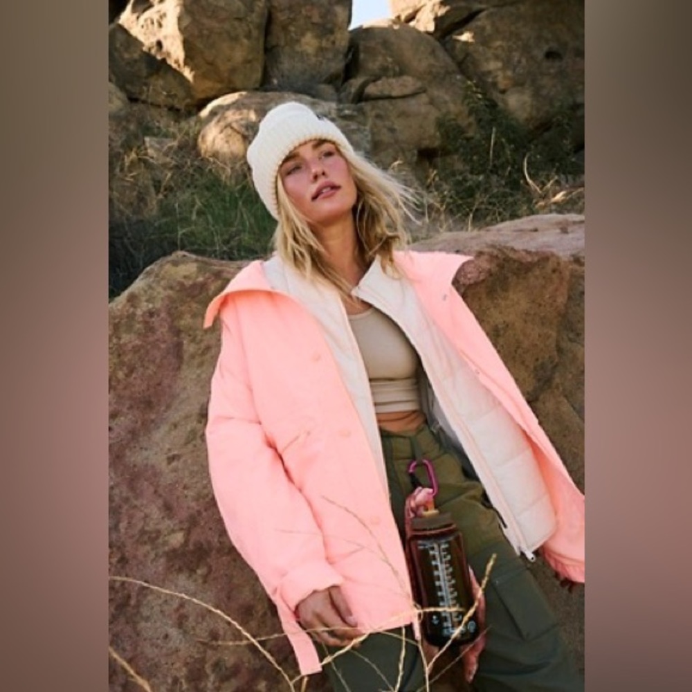 NWT Free People Singin in the Rain Packable Jacket XS Coat Neon Peach SOLD OUT
